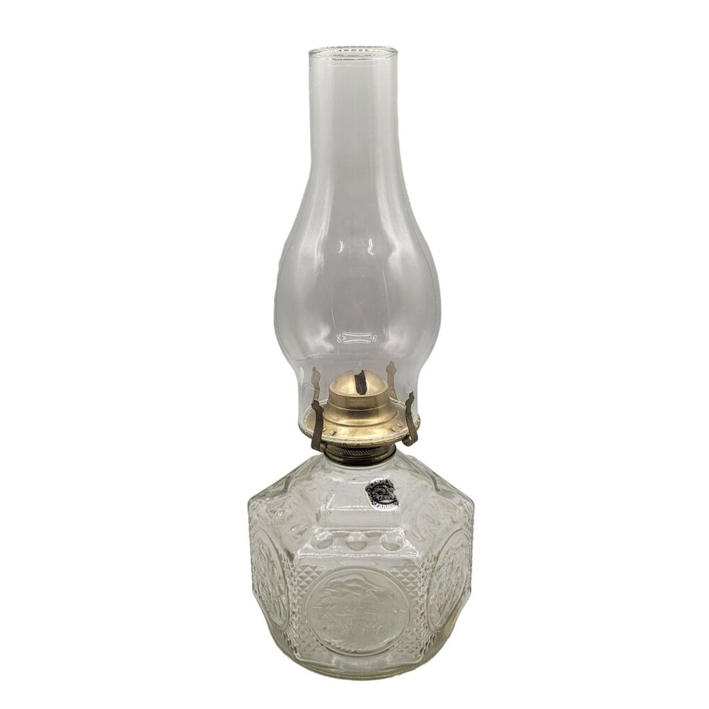 Lamplight Farms Oil Lamp Clear Glass Horse Drawn Carriage Brass Fittings No Wick